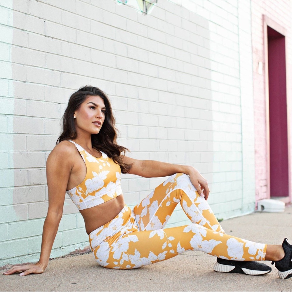 Yellow Floral Leggings